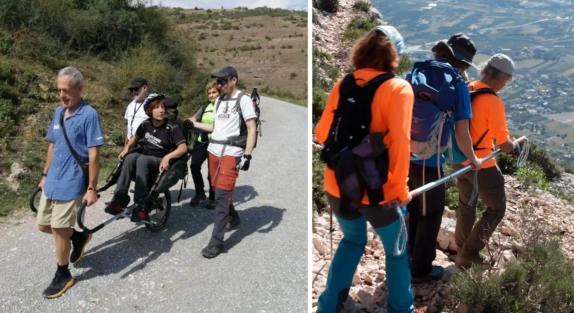 montaña-inclusiva (1) grupo de montañeros con discapacidad realizando actividades de montañismo por la federacion madrileña de montañismo